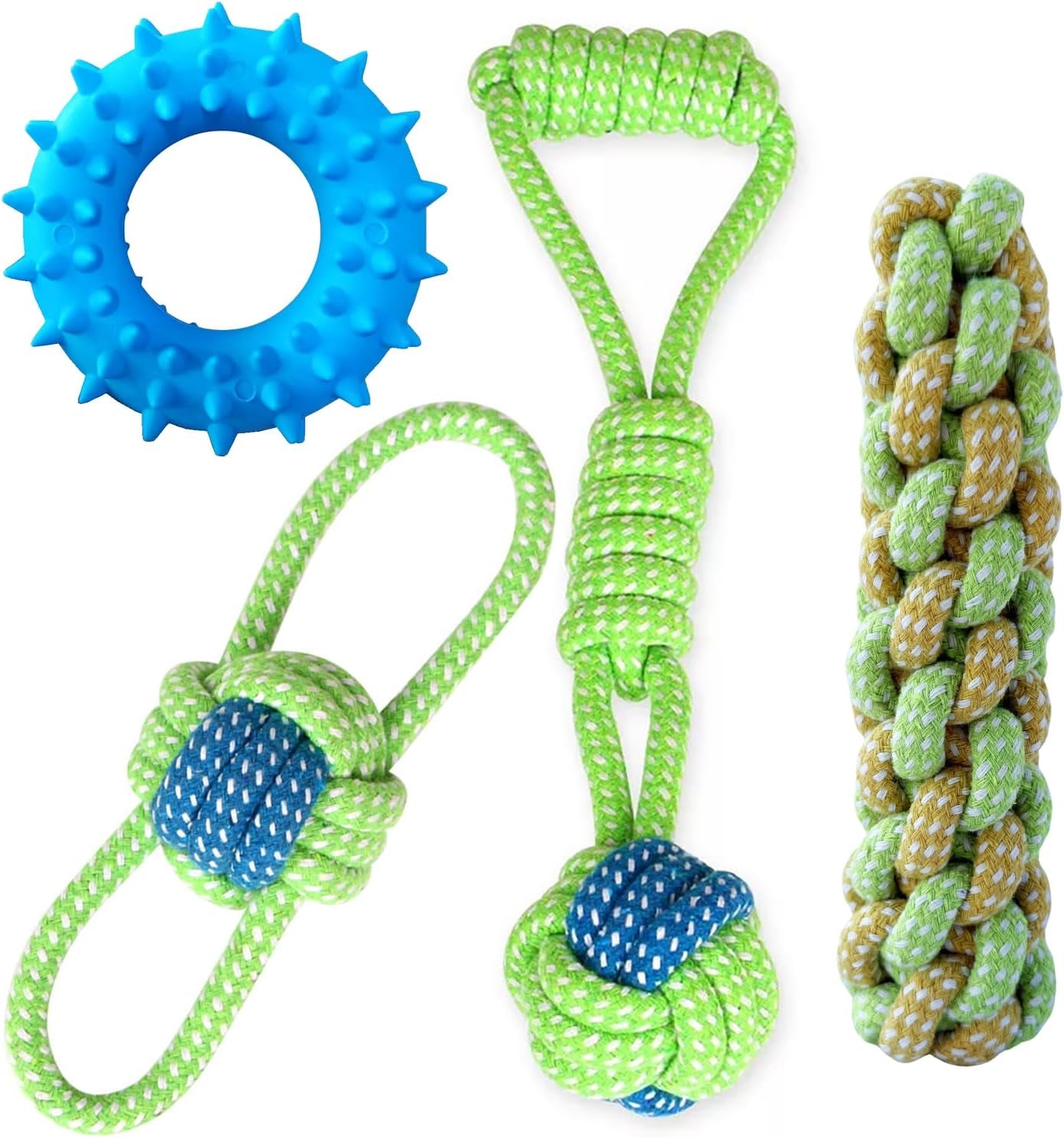 Dog Toy Interactive Chewing Rope Ball Toys Natural Cotton Washable Durable Tug of War for Small Medium Dogs Puppies Training Playing Teeth Cleaning (Drop Ball)
