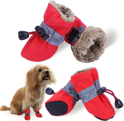 Dog Snow Boots, Dog Shoes for Winter, Dog Winter Boots for Small Medium Dogs Puppies, Dog Boots & Paw Protectors with Anti-Slip Sole and Plush, Pack of 4