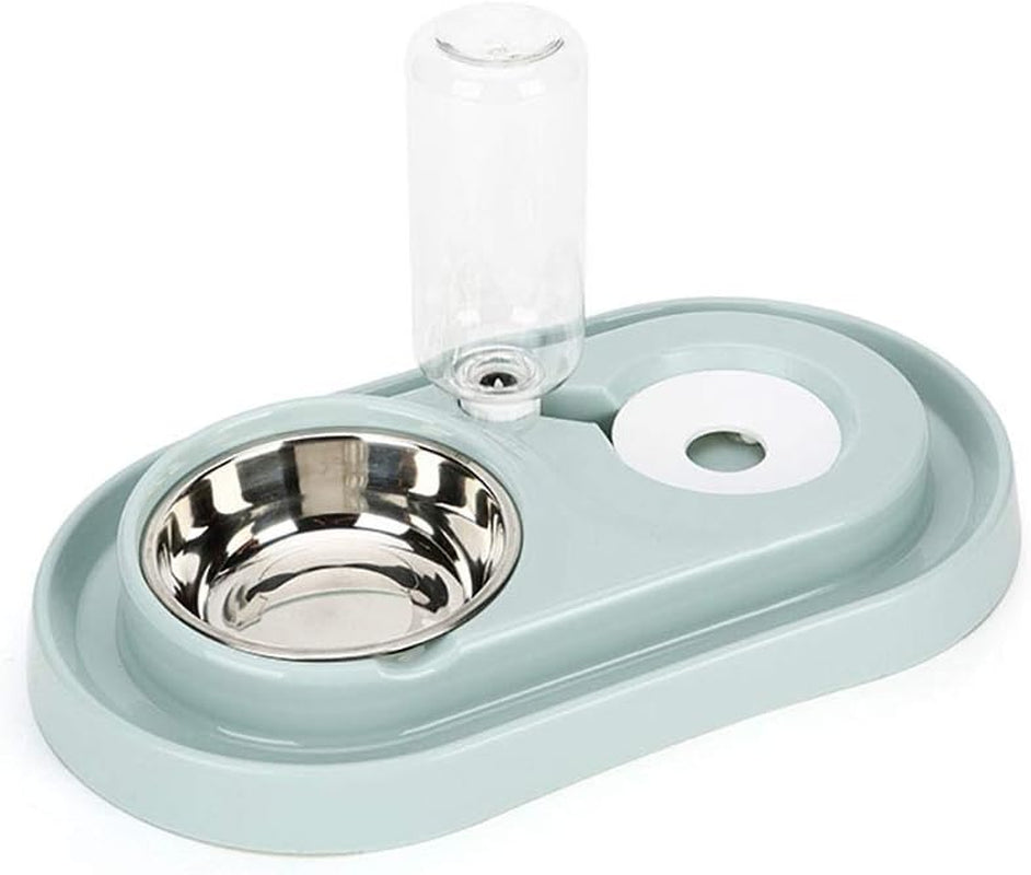 Double Dog Cat Bowls Water and Food Bowl Set，Detachable Stainless Steel Bowl Automatic Water Dispenser Bottle Pet Feeder for Small or Medium Size Dogs Cats Puppy Kitten Rabbit