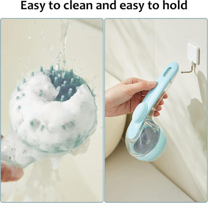 (6 Pcs)  Pet Grooming Bath Massage Brush with Soap and Shampoo Dispenser Soft Silicone Bristle for Long Short Haired Dogs Cats Shower