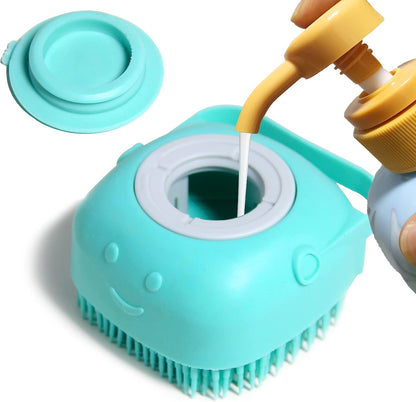 Pet Bath Brush Dog Shampoo Dispenser Dog Bath Brush Scrubber (Yellow)