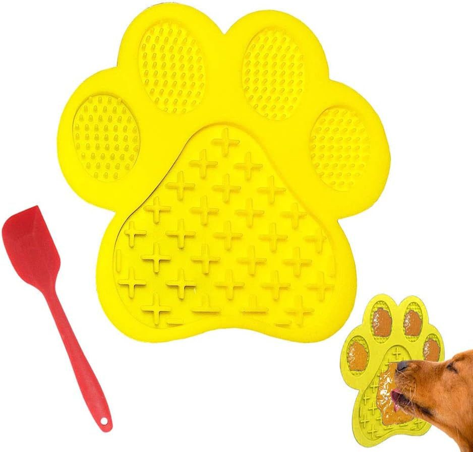 Licking Mat for Dog Anxiety - Peanut Butter Slow Feeder Bowl, Pad with Strong Suction to Wall for Pet Bathing, Grooming, and Training (Blue)