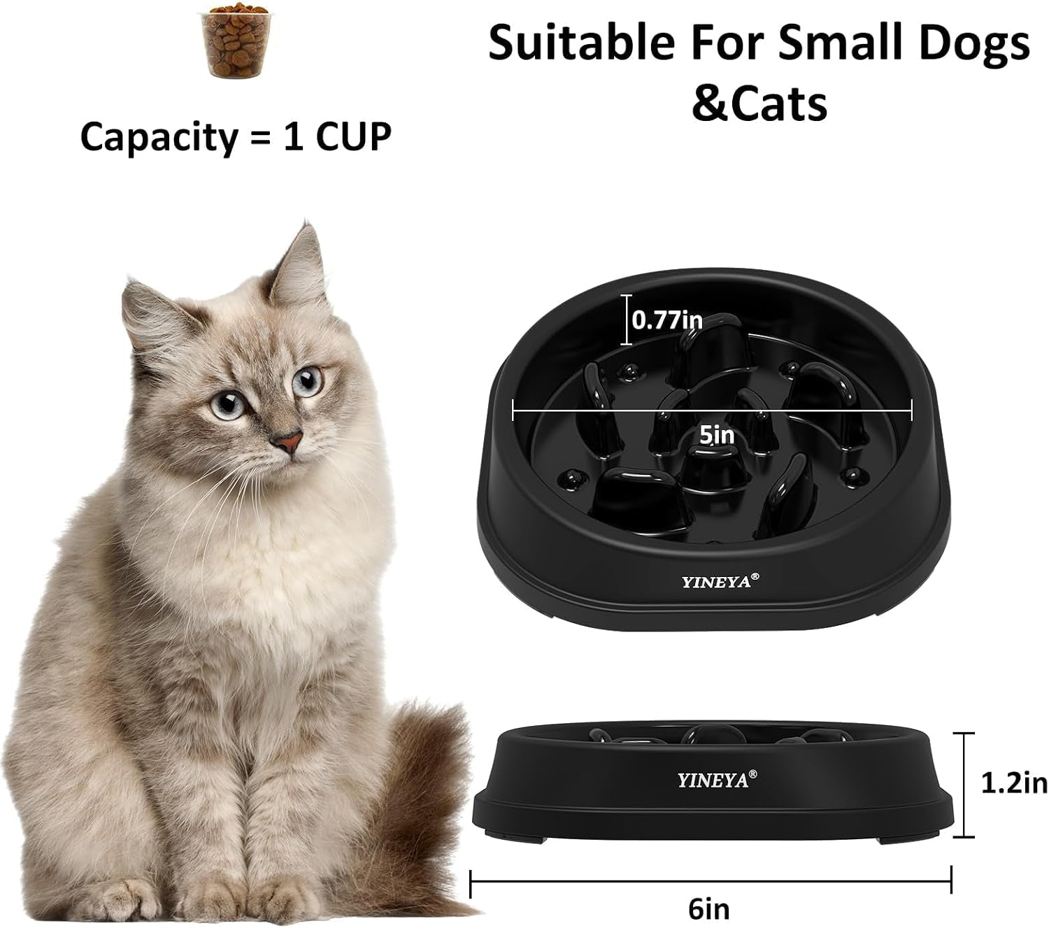 Anti-Choking Slow Feeder Dog Bowls Small Size Dog, Slow Feeder Cat Bowl, Supplies and Puzzle for Pet