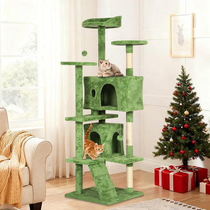 70" Cat Tree Cat Condo Cat Trees and Towers Multi-Level Activity Center Cat Playhouse with Sisal Scratching Posts & Perch for Kittens, Easy to Assemble, Dark Gray