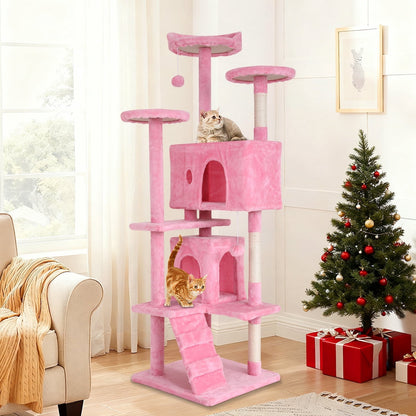 70" Cat Tree Cat Condo Cat Trees and Towers Multi-Level Activity Center Cat Playhouse with Sisal Scratching Posts & Perch for Kittens, Easy to Assemble, Dark Gray