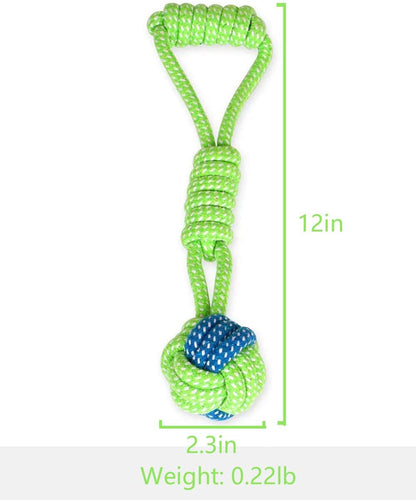 Dog Toy Interactive Chewing Rope Ball Toys Natural Cotton Washable Durable Tug of War for Small Medium Dogs Puppies Training Playing Teeth Cleaning (Drop Ball)