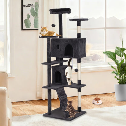 70" Cat Tree Cat Condo Cat Trees and Towers Multi-Level Activity Center Cat Playhouse with Sisal Scratching Posts & Perch for Kittens, Easy to Assemble, Dark Gray