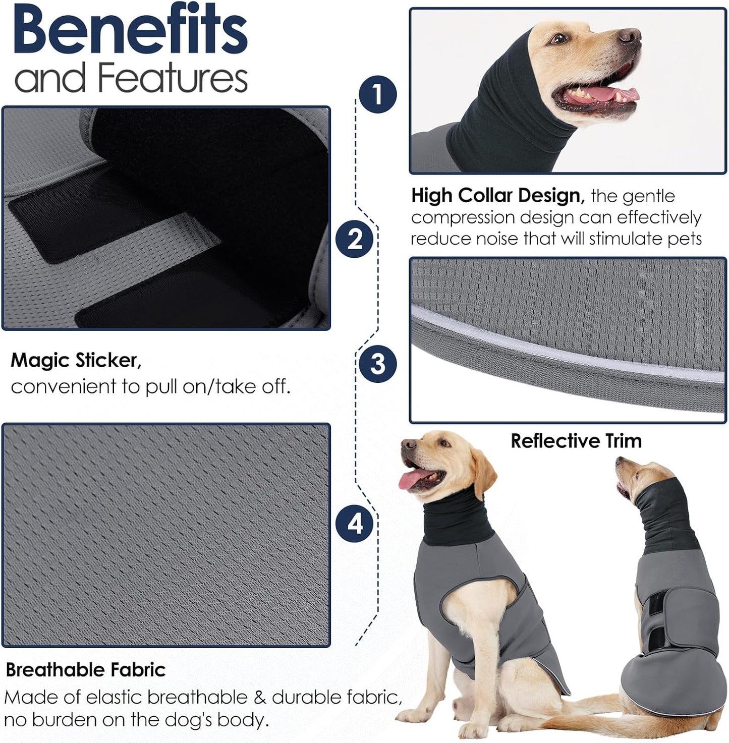 Extra-Large Dog Anxiety Vest, Thunder Jacket for Dogs Anxiety
