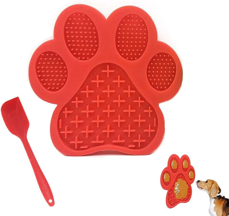 Licking Mat for Dog Anxiety - Peanut Butter Slow Feeder Bowl, Pad with Strong Suction to Wall for Pet Bathing, Grooming, and Training (Blue)