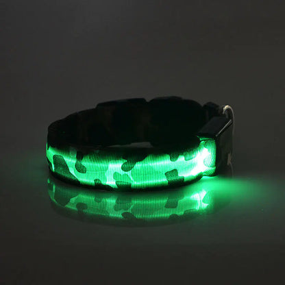 LED Glow Camouflage Dog Collar - Durable Pet Accessory