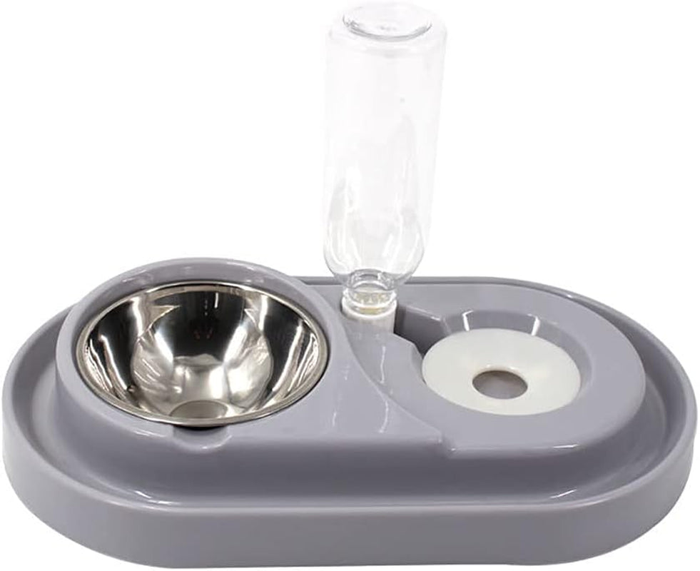 Double Dog Cat Bowls Water and Food Bowl Set，Detachable Stainless Steel Bowl Automatic Water Dispenser Bottle Pet Feeder for Small or Medium Size Dogs Cats Puppy Kitten Rabbit