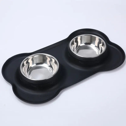 Non-slip Silicone Pet Bowl with Stainless Steel Insert