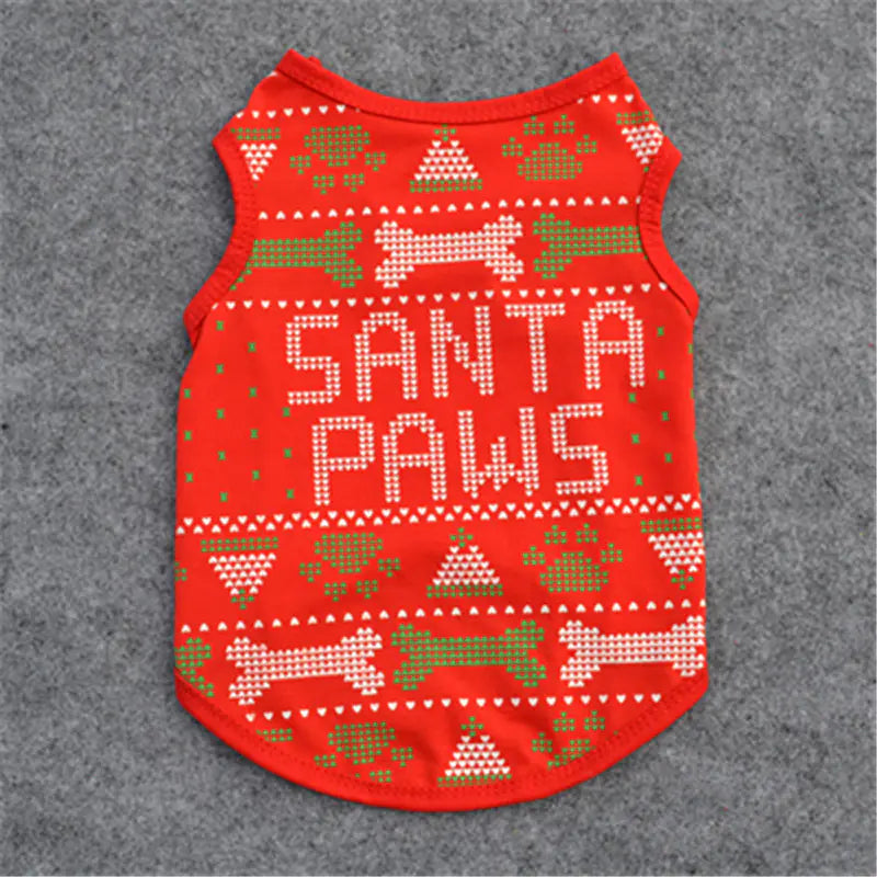 Pet Clothes Cotton Vest for Christmas Celebration