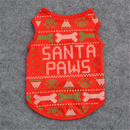 Pet Clothes Cotton Vest for Christmas Celebration