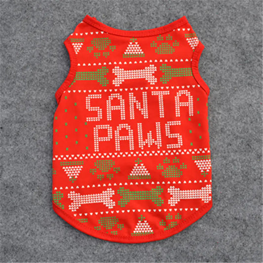 Pet Clothes Cotton Vest for Christmas Celebration