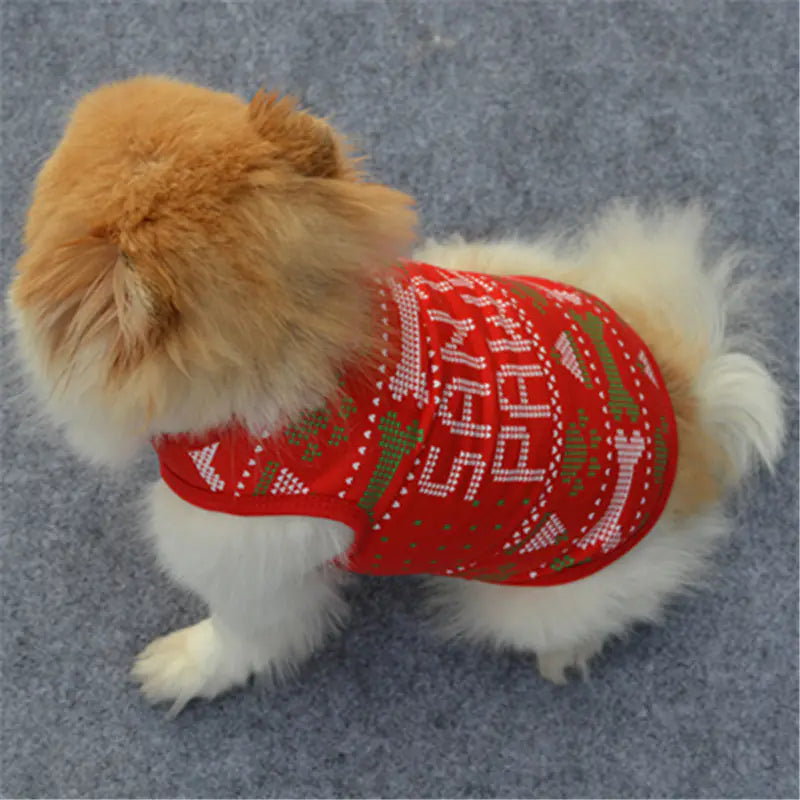 Pet Clothes Cotton Vest for Christmas Celebration