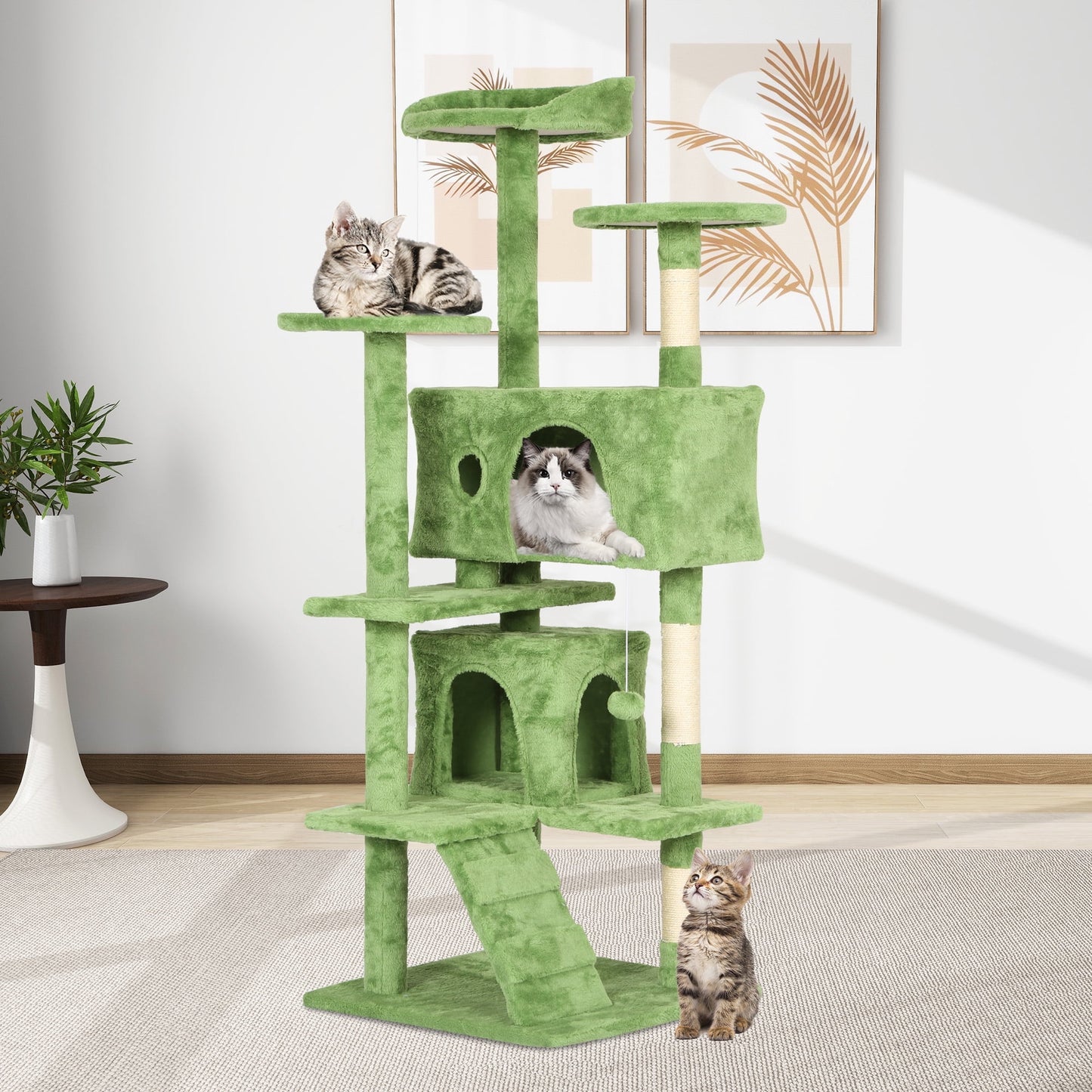 70" Cat Tree Cat Condo Cat Trees and Towers Multi-Level Activity Center Cat Playhouse with Sisal Scratching Posts & Perch for Kittens, Easy to Assemble, Dark Gray