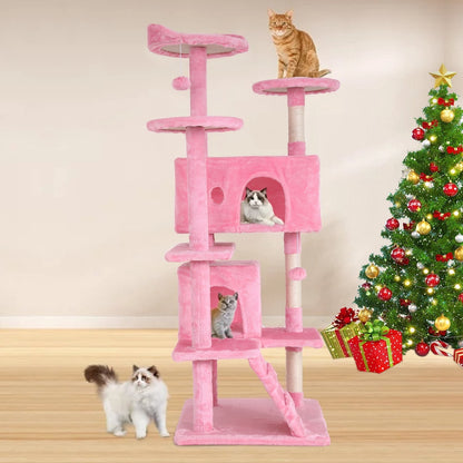 70" Cat Tree Cat Condo Cat Trees and Towers Multi-Level Activity Center Cat Playhouse with Sisal Scratching Posts & Perch for Kittens, Easy to Assemble, Dark Gray