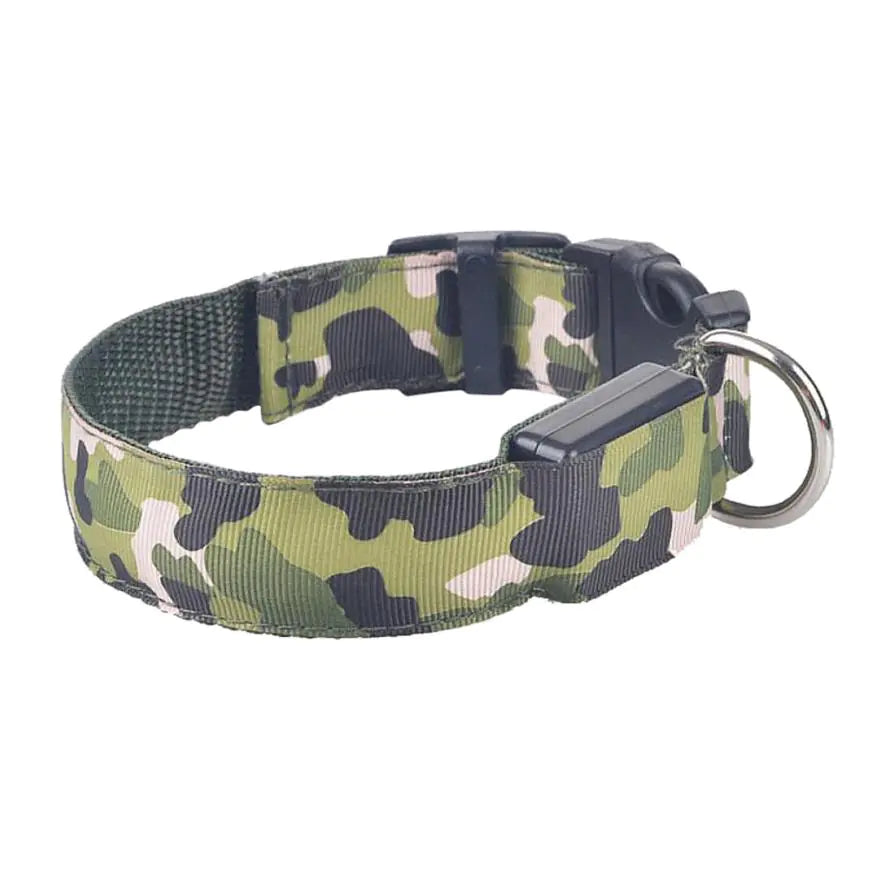 LED Glow Camouflage Dog Collar - Durable Pet Accessory