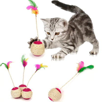Interactive Color Feather Ball Toy for Cats