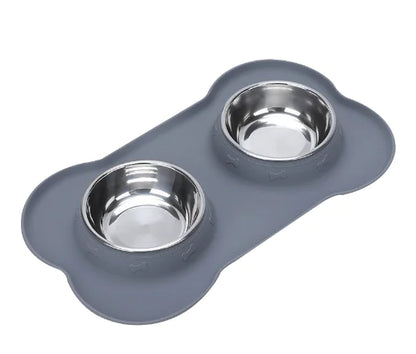 Non-slip Silicone Pet Bowl with Stainless Steel Insert