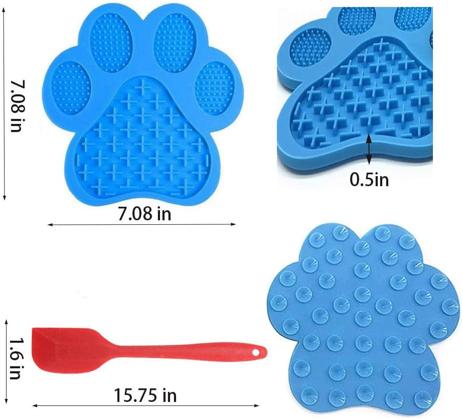 Licking Mat for Dog Anxiety - Peanut Butter Slow Feeder Bowl, Pad with Strong Suction to Wall for Pet Bathing, Grooming, and Training (Blue)