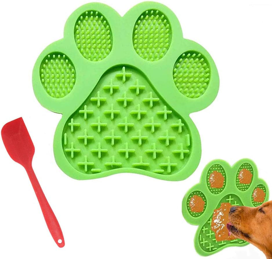 Licking Mat for Dog Anxiety - Peanut Butter Slow Feeder Bowl, Pad with Strong Suction to Wall for Pet Bathing, Grooming, and Training (Blue)