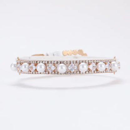 Adjustable Pearl Cat and Dog Collar with Traction Rope