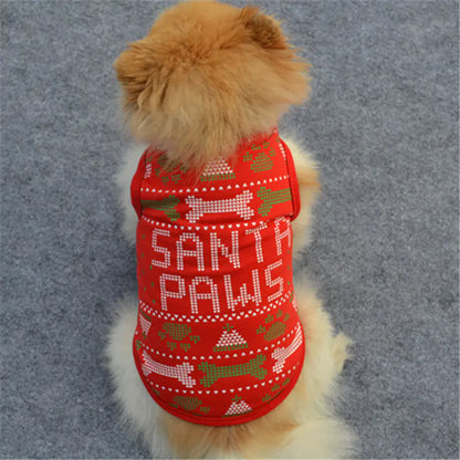Pet Clothes Cotton Vest for Christmas Celebration