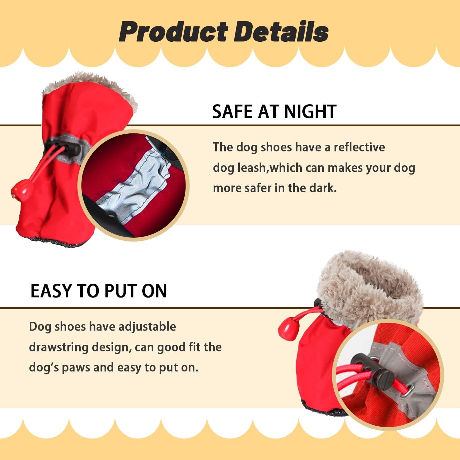 Dog Snow Boots, Dog Shoes for Winter, Dog Winter Boots for Small Medium Dogs Puppies, Dog Boots & Paw Protectors with Anti-Slip Sole and Plush, Pack of 4