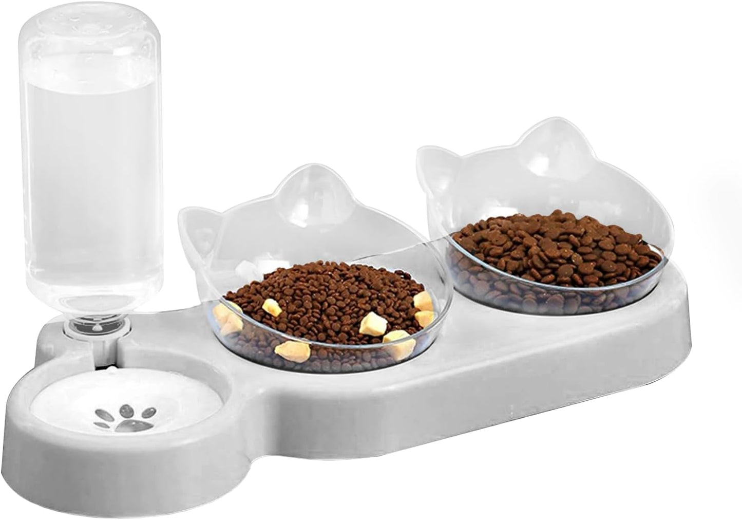 Double Elevated Dog Cat Bowl, Pets Water and Food Bowl Set, 15° Raised Tilted Dishes Indoor for Kitten, Puppies, Small or Medium Size Dogs Cats