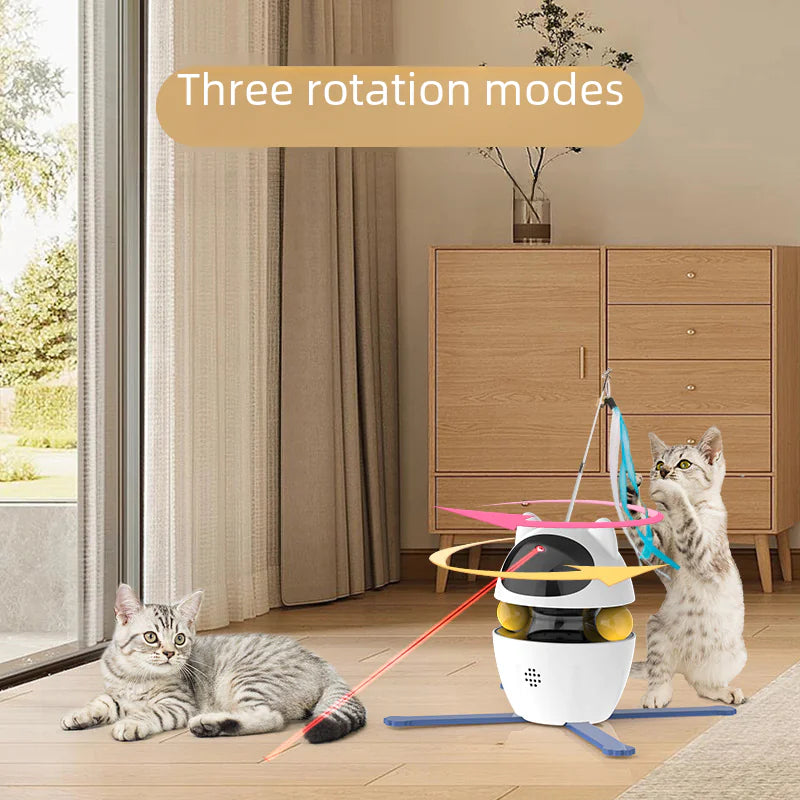 Smart Electric Cat Toy with Laser and Rotating Base