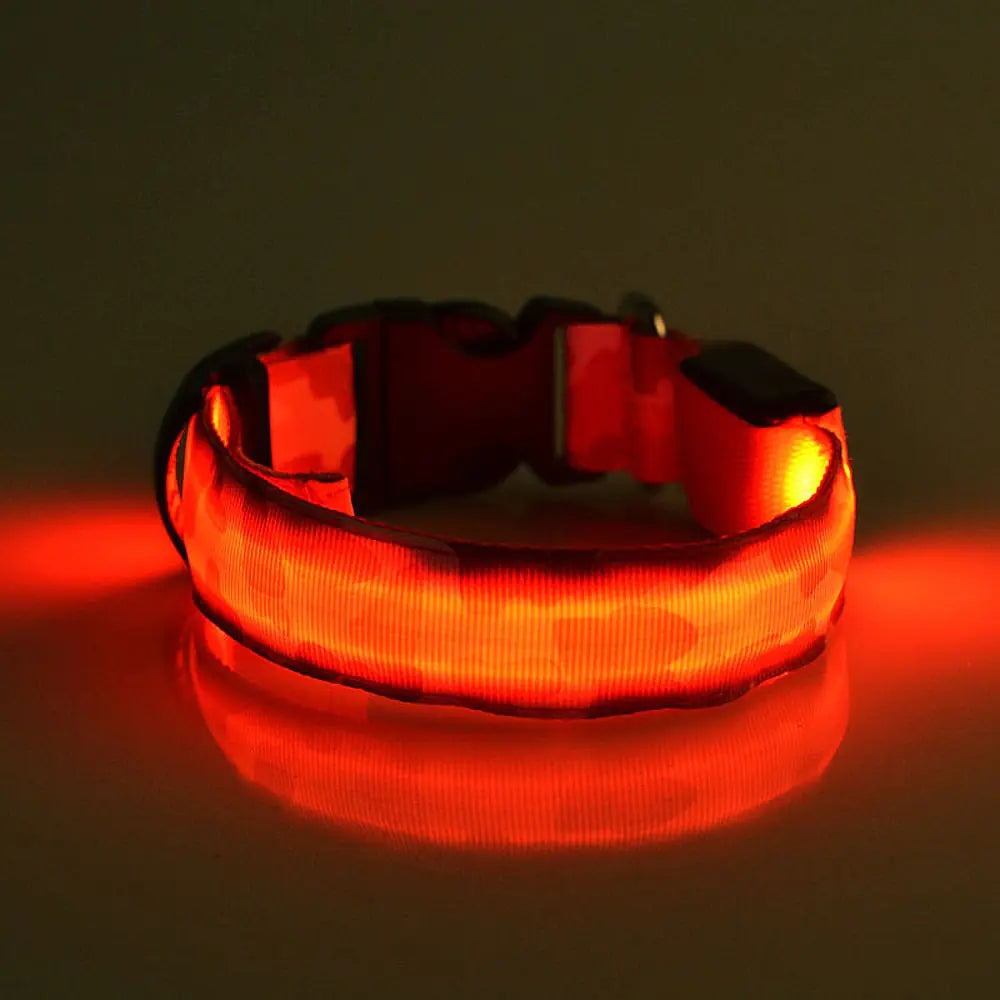 LED Glow Camouflage Dog Collar - Durable Pet Accessory