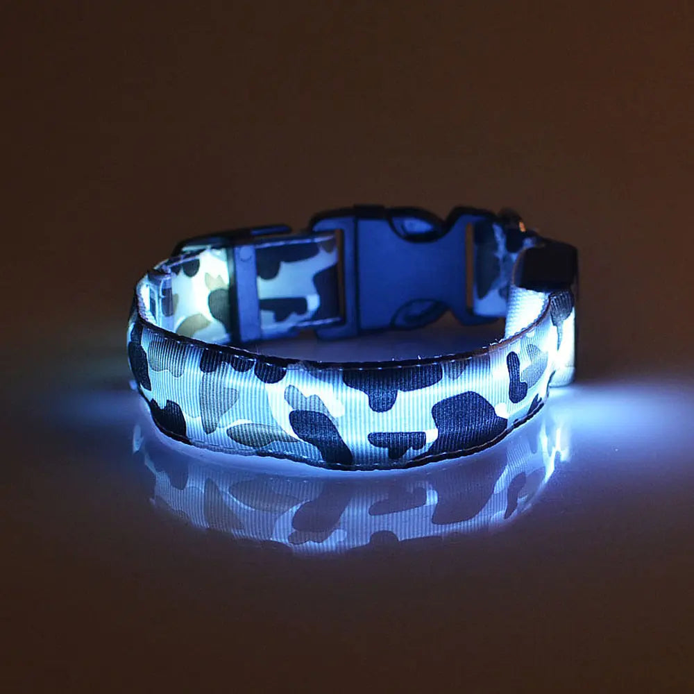LED Glow Camouflage Dog Collar - Durable Pet Accessory